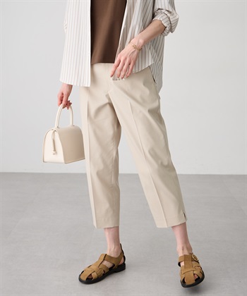 バーズアイストレッチクロップドパンツ(ベージュ-61cm)