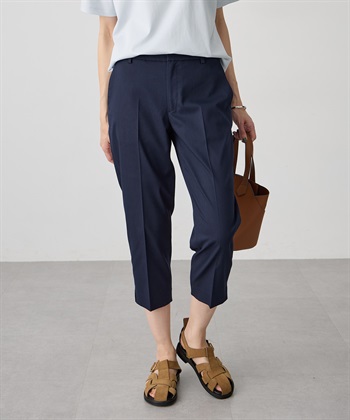 バーズアイストレッチクロップドパンツ(ネイビー-61cm)