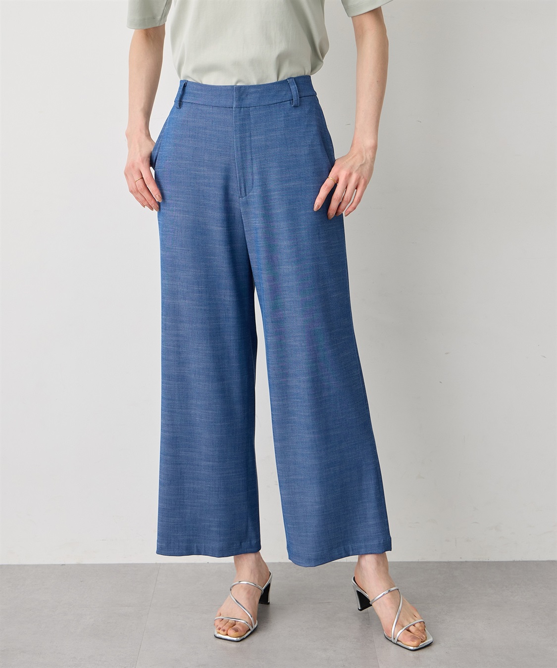 A/C DESIGN BY ALPHA CUBIC デニムライクストレッチワイドパンツ【後ろウエストゴム】_variation_1