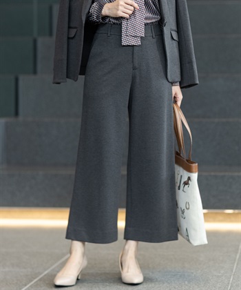 【アルファブリック】ストレッチワイドパンツ【セットアップ対応・UVカット・後ろウエストゴム】(チャコールグレー-61cm)