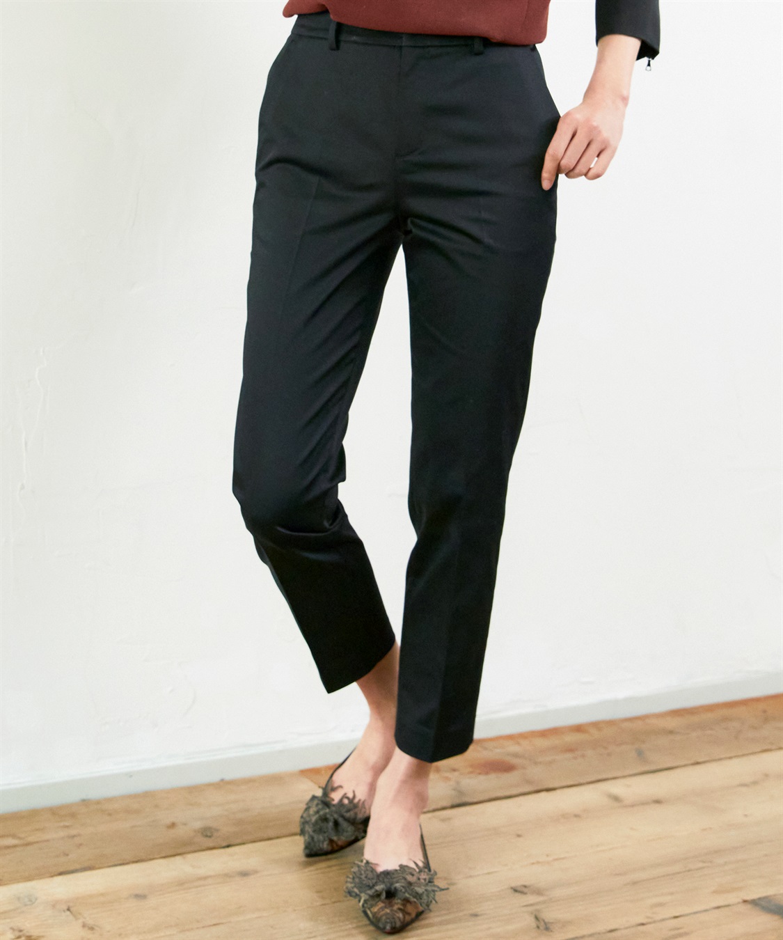 A/C DESIGN BY ALPHA CUBIC コットンサテンストレッチテーパードパンツ_variation_1