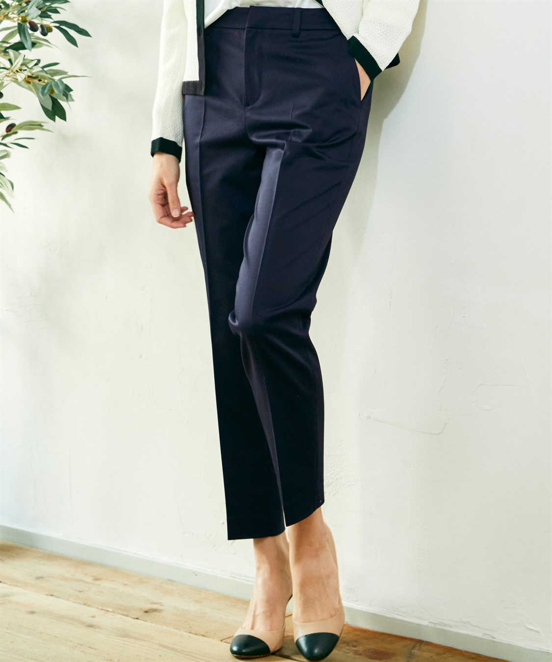 A/C DESIGN BY ALPHA CUBIC コットンサテンストレッチテーパードパンツ_variation_3