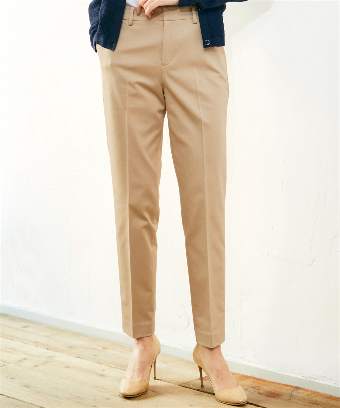 A/C DESIGN BY ALPHA CUBIC コットンサテンストレッチテーパードパンツ73㎝丈_variation_2