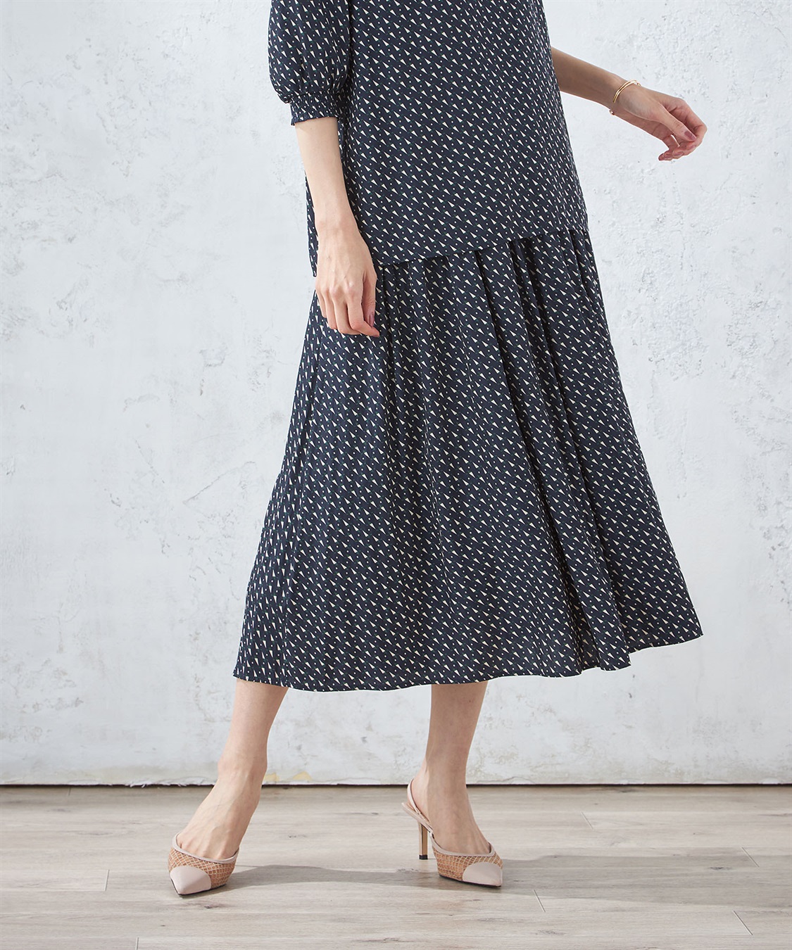 A/C DESIGN BY ALPHA CUBIC 【接触冷感】幾何プリントギャザースカート_variation_2