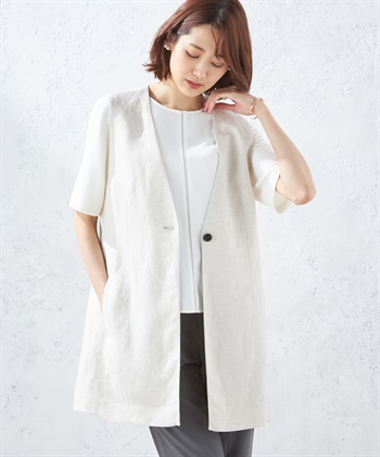 A/C DESIGN BY ALPHA CUBIC リネンブレンドジレジャケット_variationthumb_2