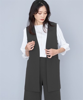 A/C DESIGN BY ALPHA CUBIC 【セットアップ対応】ジョーゼットロングジレ_variationthumb_1