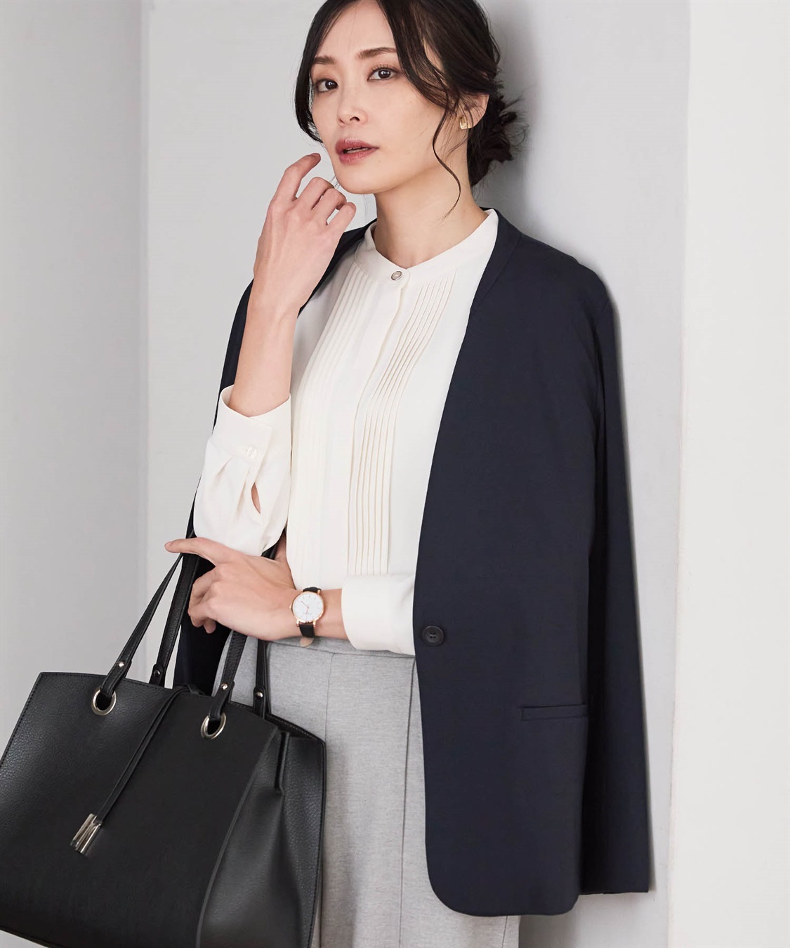 ATTACHMENT ジャケット ノーカラージャケット NY/CO ストレッチ