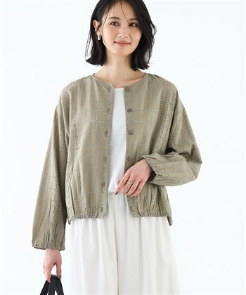 スクエア刺しゅうブルゾン(カーキ-9号)