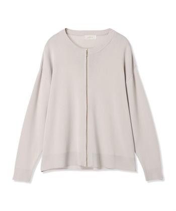 ニットブルゾン【洗える】(ライトグレー-M)