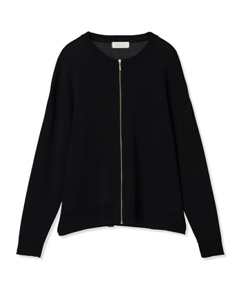 ニットブルゾン【洗える】(ブラック-M)