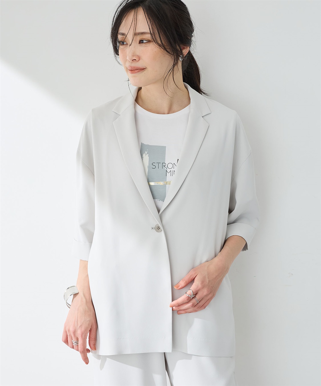 A/C DESIGN BY ALPHA CUBIC 【美モーション】半袖テーラードジャケット【接触冷感・UVカット】_variation_1