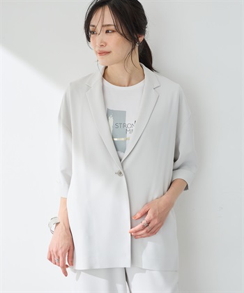 A/C DESIGN BY ALPHA CUBIC 【美モーション】半袖テーラードジャケット【接触冷感・UVカット】_variationthumb_1