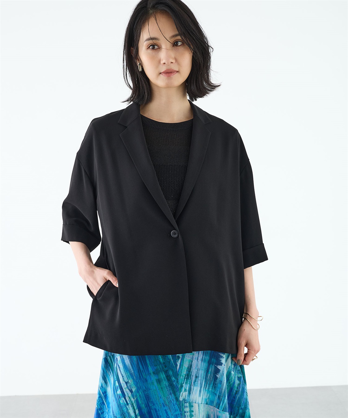 A/C DESIGN BY ALPHA CUBIC 【美モーション】半袖テーラードジャケット【接触冷感・UVカット】_variation_2