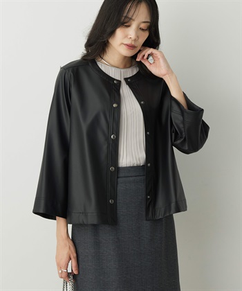 032050 Blue Cross レザー ジャケット 38 ブラック CINQUANTA (チンクアンタ) H613 SINGLE TAILORED JACKET CAVALLO