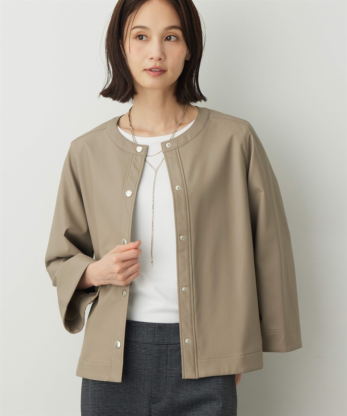 A/C DESIGN BY ALPHA CUBIC エコレザーノーカラージャケット_variation_2