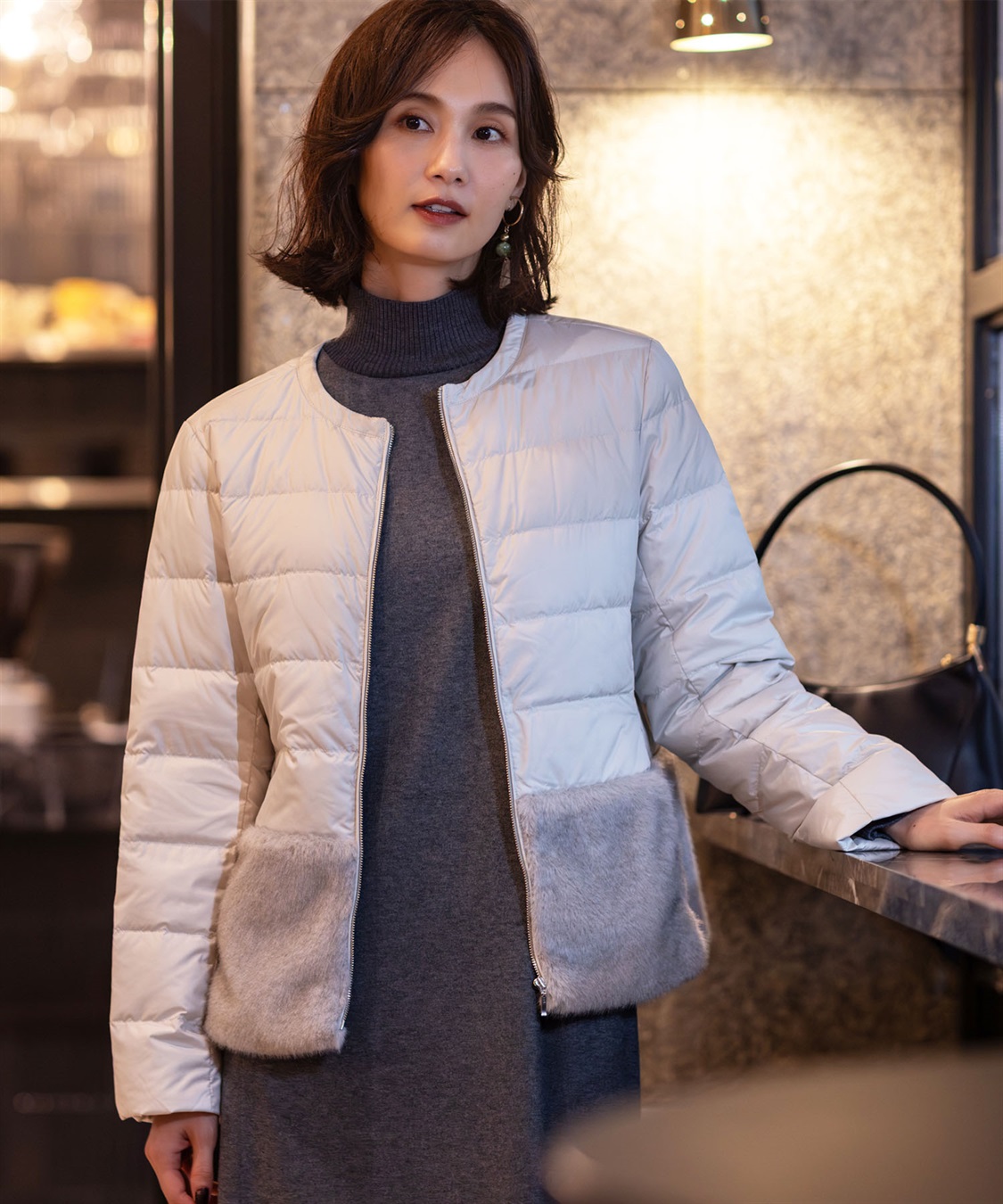 A/C DESIGN BY ALPHA CUBIC ファー付きライトショートダウン【軽量・ハンドウォッシャブル】_main