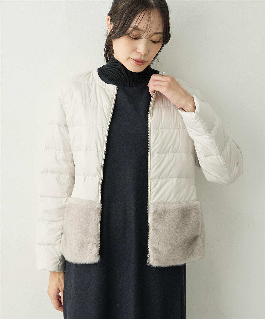 A/C DESIGN BY ALPHA CUBIC ファー付きライトショートダウン【軽量・ハンドウォッシャブル】_variation_1