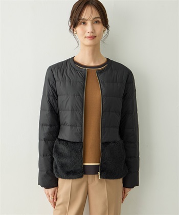 ファー付きライトショートダウン【軽量】(ブラック-9号)