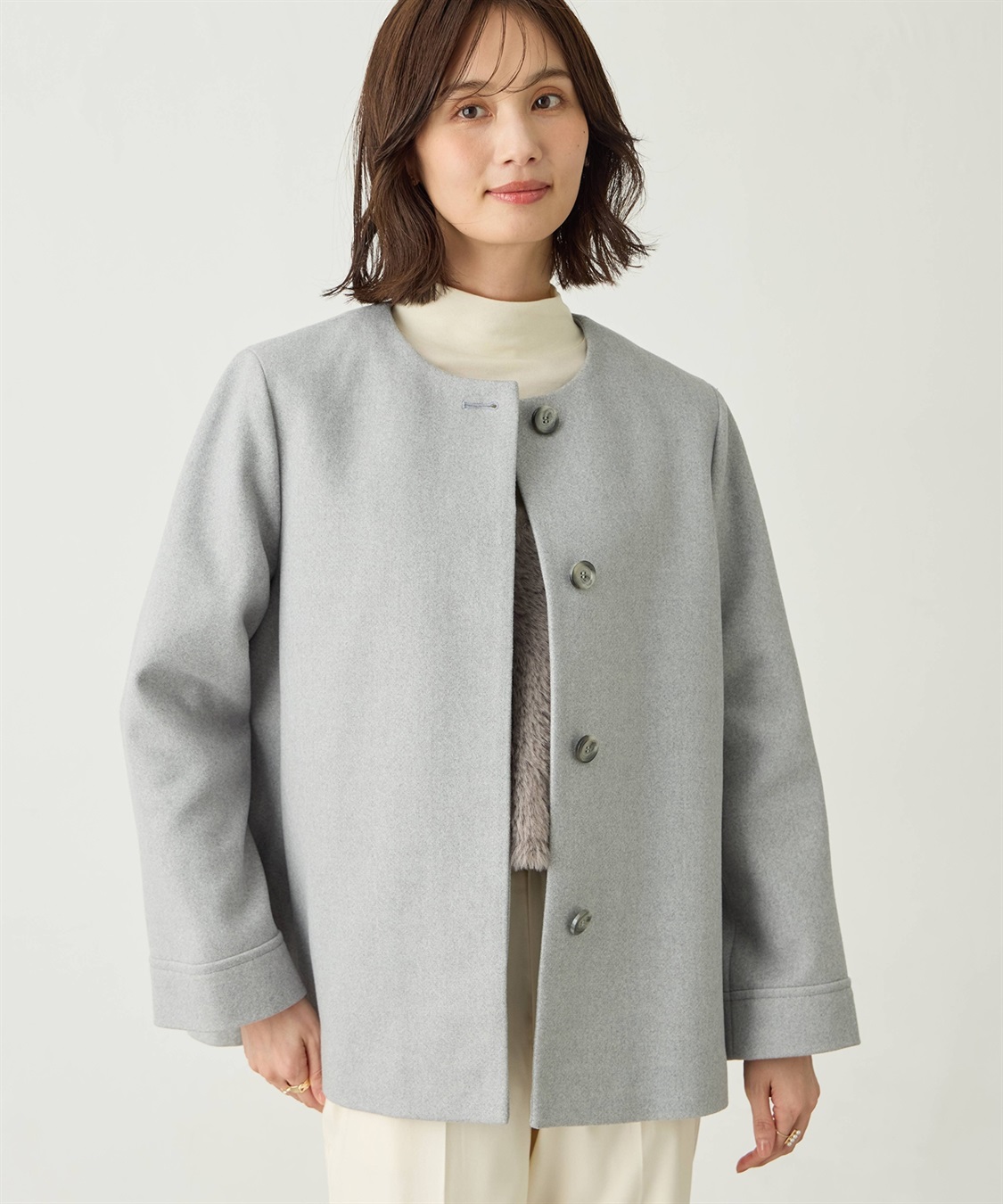 A/C DESIGN BY ALPHA CUBIC ノーカラーショートコート【軽量】_variation_1