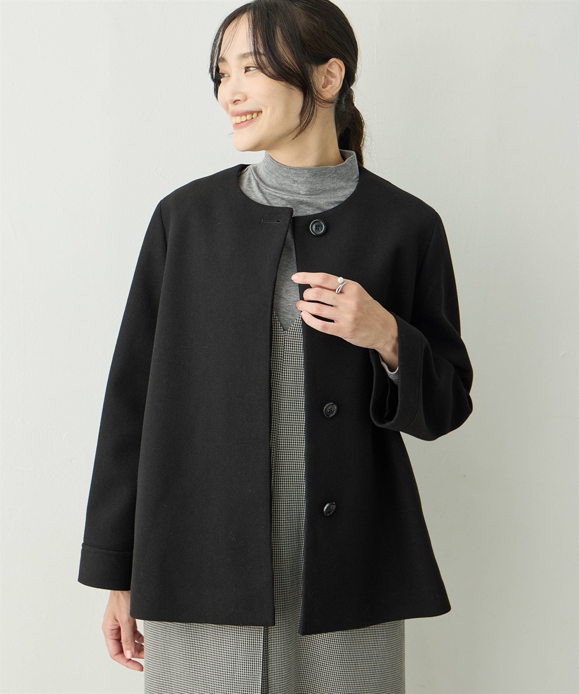 A/C DESIGN BY ALPHA CUBIC ノーカラーショートコート【軽量】_variation_2