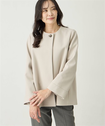 ノーカラーショートコート【軽量】(ベージュ-9号)