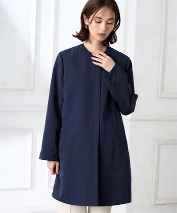 スーパーウォームグログランノーカラーコート【はっ水・軽量】(ネイビー-9号)