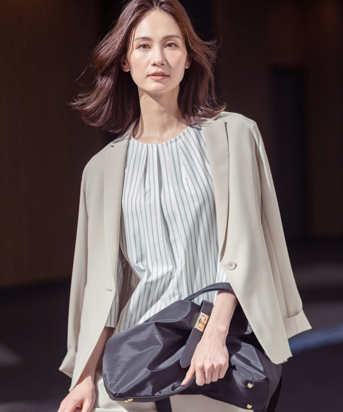 A/C DESIGN BY ALPHA CUBIC ストレッチジョーゼットテーラードジャケット【接触冷感・UVカット・吸水速乾・セットアップ対応】_main