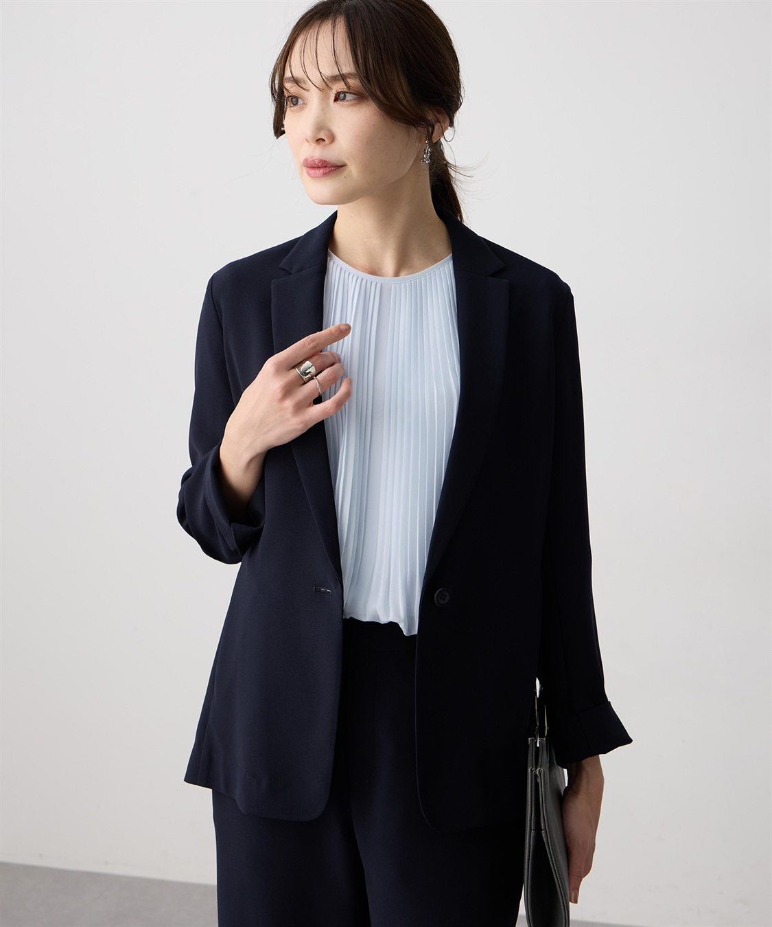 A/C DESIGN BY ALPHA CUBIC ストレッチジョーゼットテーラードジャケット【接触冷感・UVカット・吸水速乾・セットアップ対応】_variation_3