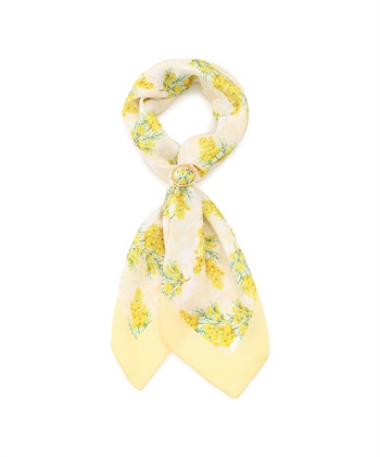 ミモザプリントスカーフ(イエロー-フリー)