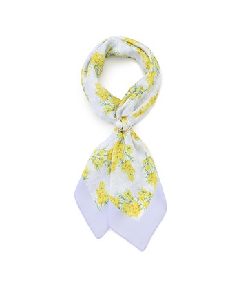ミモザプリントスカーフ(サックス-フリー)