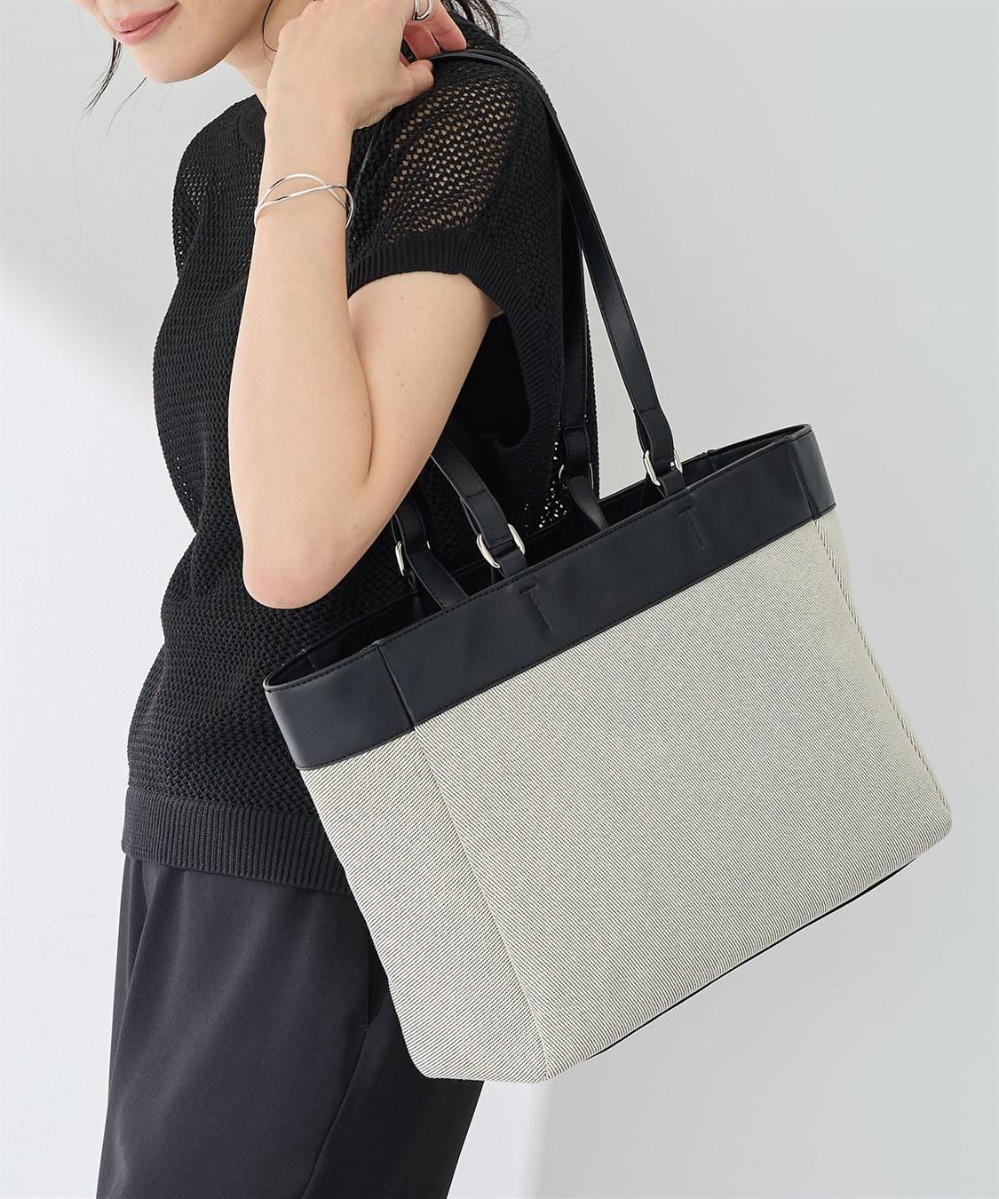 A/C DESIGN BY ALPHA CUBIC 合皮×キャンバスバッグ【A4対応・2WAY】_variation_1