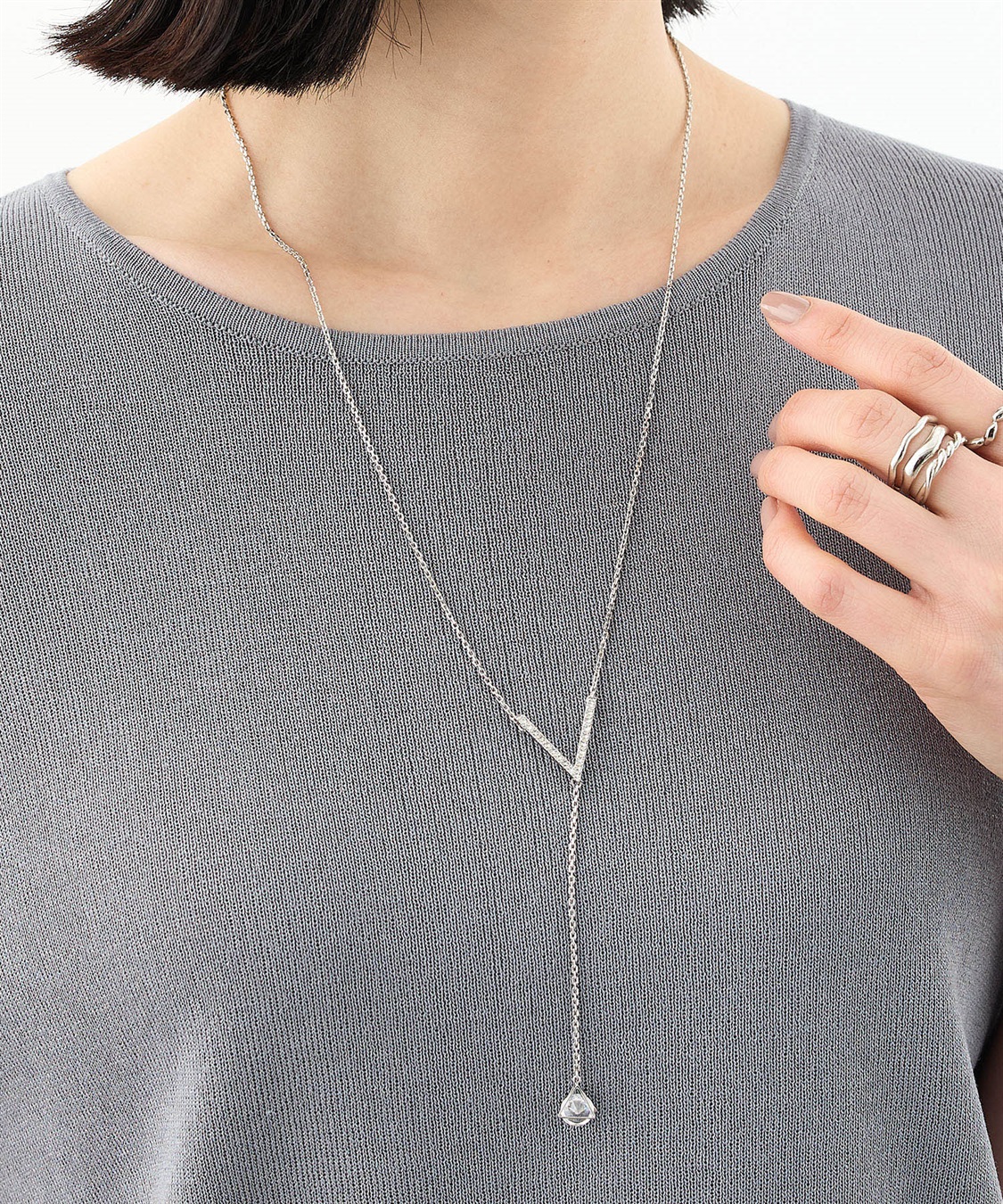 A/C DESIGN BY ALPHA CUBIC Vモチーフビジューネックレス_variation_2