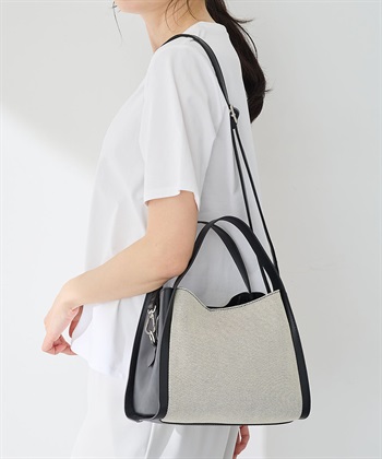 A/C DESIGN BY ALPHA CUBIC 合皮&#215;キャンバスショルダーバッグ【2WAY】_variationthumb_2