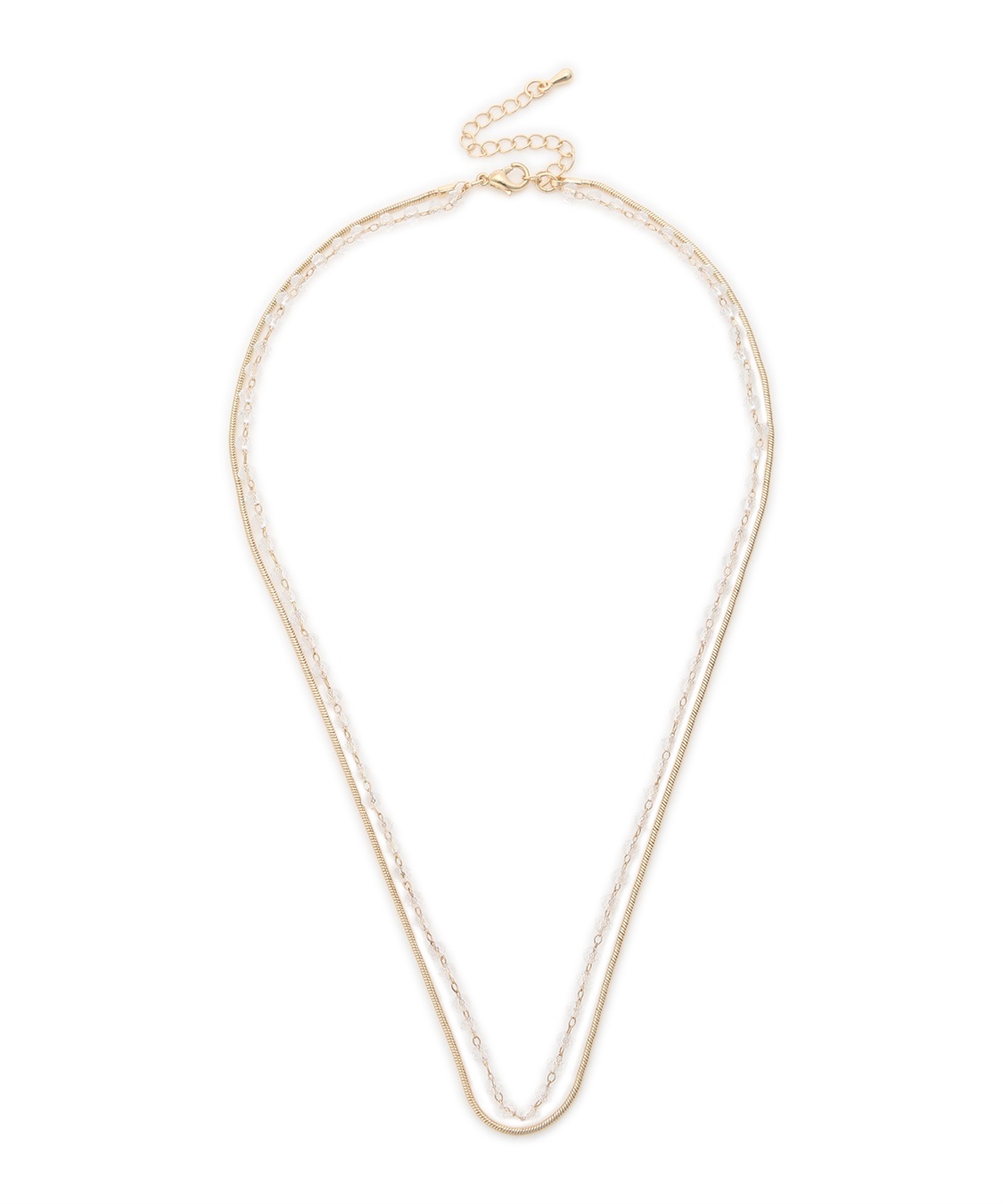 A/C DESIGN BY ALPHA CUBIC チェーン×クリアストーン2連ネックレス_variation_1