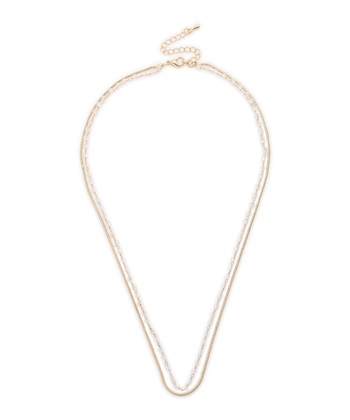 チェーン×クリアストーン2連ネックレス(ゴールド-フリー)