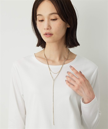 ラインストーンチェーンネックレス(ゴールド-フリー)