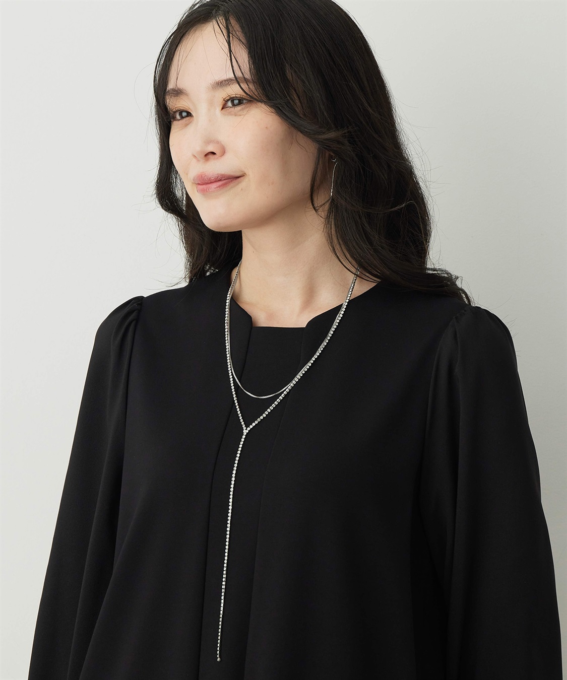 A/C DESIGN BY ALPHA CUBIC ラインストーンチェーンネックレス_variation_2