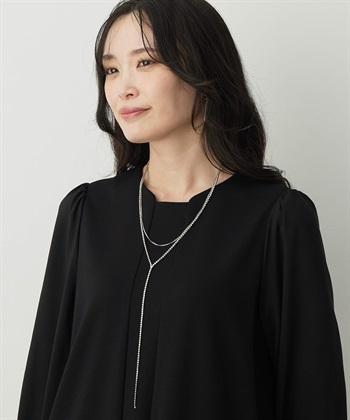 ラインストーンチェーンネックレス(シルバー-フリー)