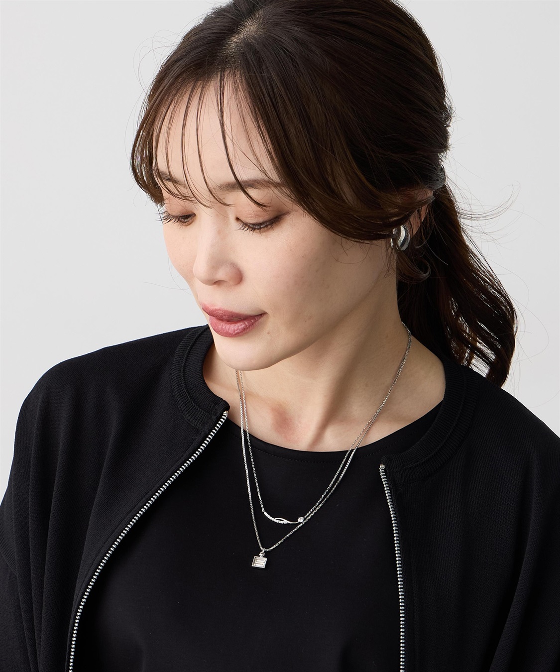 A/C DESIGN BY ALPHA CUBIC ２連モチーフトップネックレス_variation_1