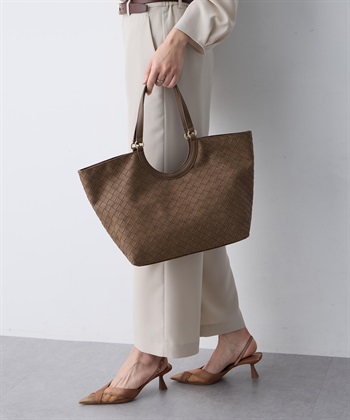 編み込み風合皮トートバッグの商品画像