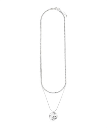 コイン付き2連ネックレス(シルバー-フリー)