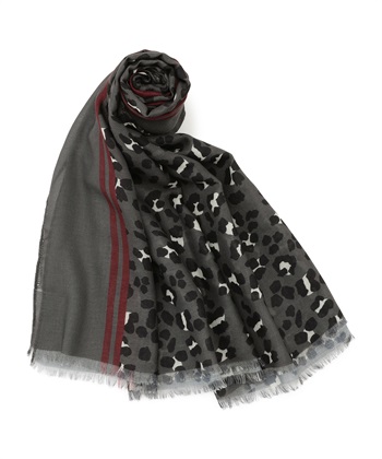 レオパードプリントストール(チャコールグレー-フリー)