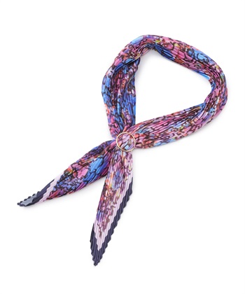 【ヘラルボニーコラボ】プリントスカーフ(パープル-フリー)