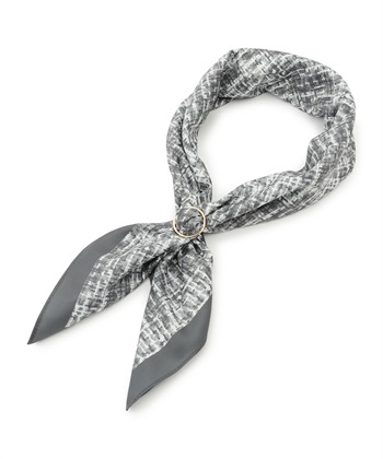 ツイードプリントスカーフ(ブラック-フリー)