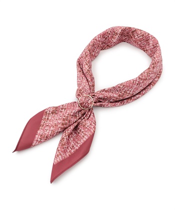 ツイードプリントスカーフ(レッド-フリー)