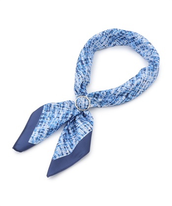 ツイードプリントスカーフ(ブルー-フリー)