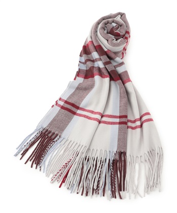 カシミヤタッチチェックマフラー(レッド-フリー)