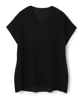 Vネックニットプルオーバー(ブラック-36)