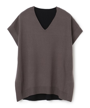 Vネックニットプルオーバー(グレー-36)