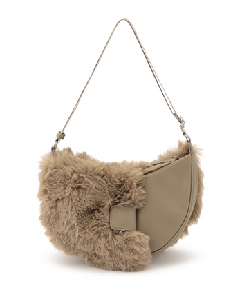 ムーンファーショルダーバッグ(ベージュ-FREE)